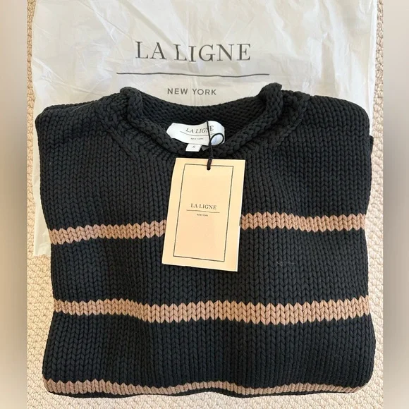 NEW La Ligne Marina Sweater. Black/Tan. S. NWT.